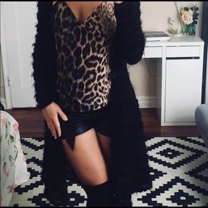 Furry/Cosy Long Black Cardigan